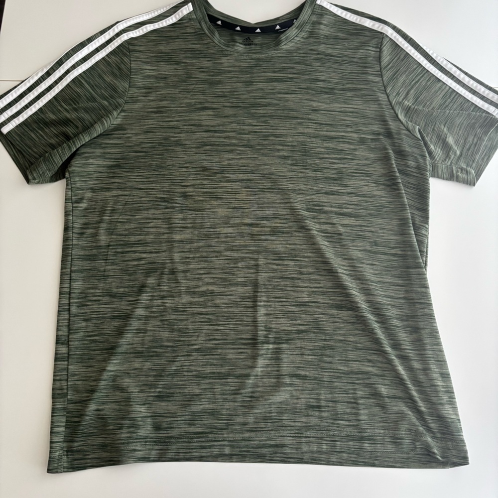 Adidas Men's Prime Green Tee with White Stripes